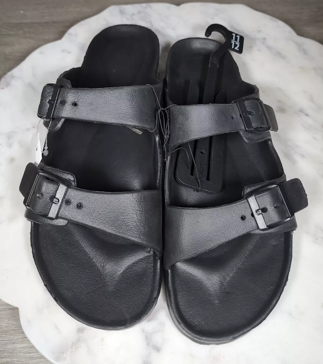 Women s Slide Sandals Size 11 12 Black Easy Clean Care Lightweight NEW