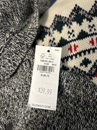 Old Navy Fair Isle Soft Knit Hooded Pullover Sweater Kids Size Small (6-7) NWT - Picture 5 of 10
