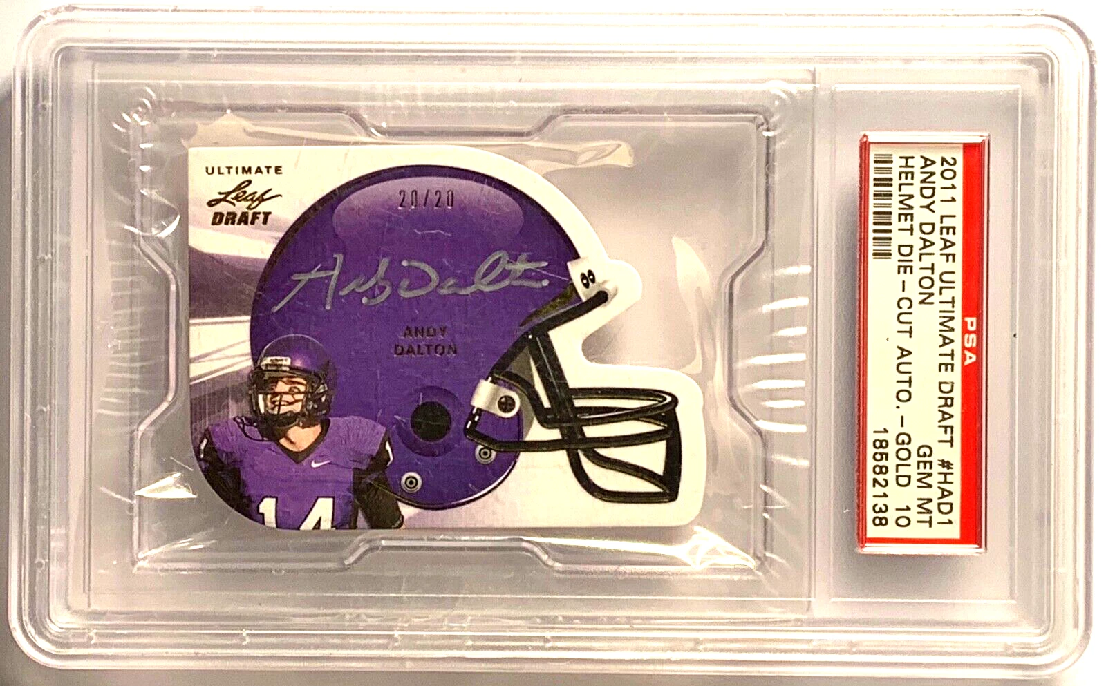 Andy Dalton Leaf Ultimate Draft Helmet Die-Cut Autograph #HAD1 Gold