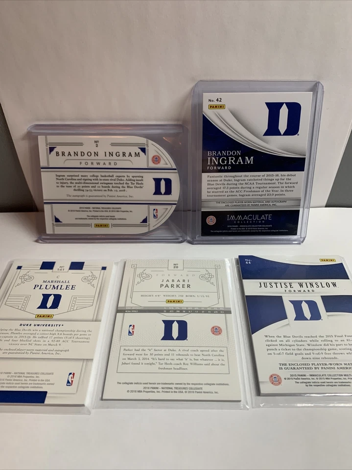 Lote de tarjetas deportivas Duke, Brandon Ingram, autógrafo, Jabari Parker, Winslow, NBA Foto 4 de 4