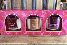 Bath & Body Works 1-Wick Mini Candle Set x3 Holiday Christmas NEW Peach, Rose