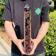 5.94LB Natural Garnet Fireworks quartz obelisk crystal wand point healing