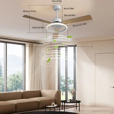 3 in 1 Ceiling Fans Light With Remote Control Light Chandelier LED 52" Blades