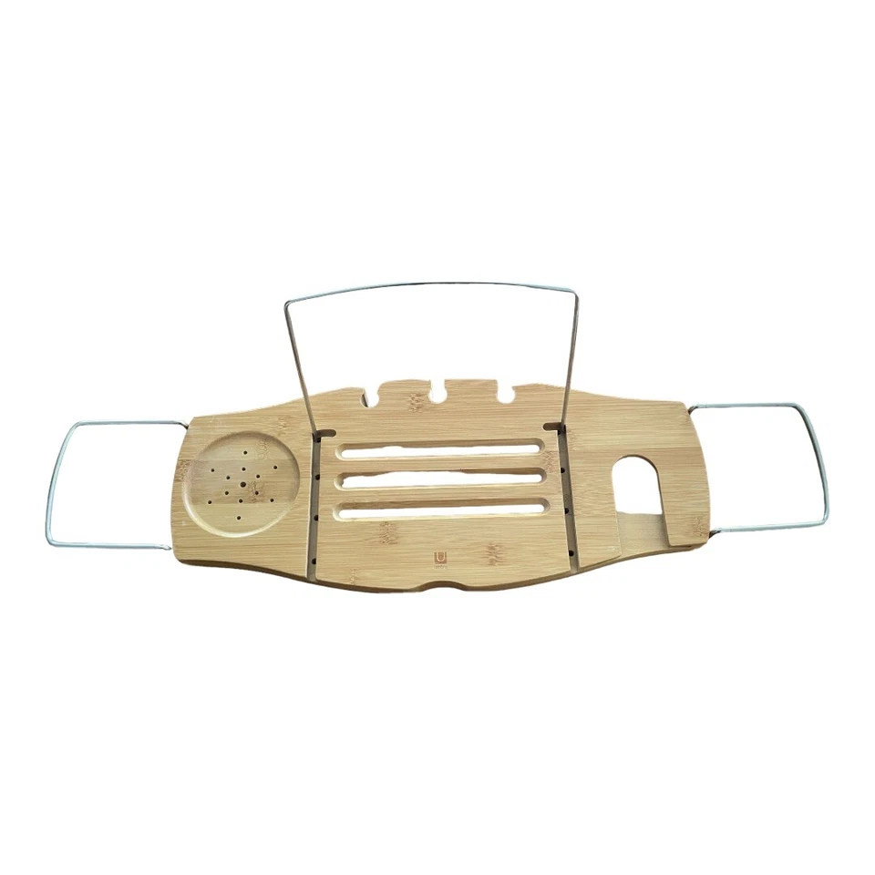 Luxury Wood Bathtub Caddy Bathtub Tray,Book,Glass,Candle, Soap,Wash Cloth, Sham - Image 2 of 4