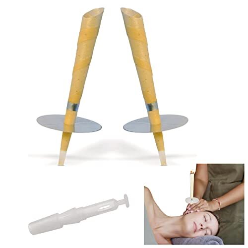 2 Pezzi Coni di Cera per Orecchie, Candele per la Pulizia delle Orecchie c