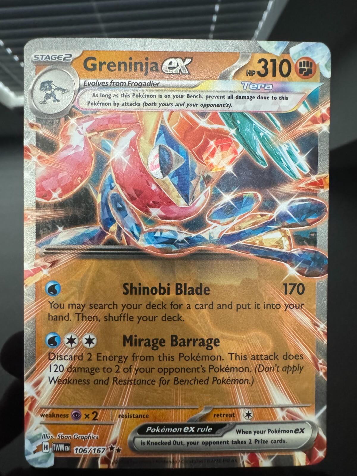 Greninja ex 106/167 Sv06: Twilight Masquerade Holo. Near Mint or Better