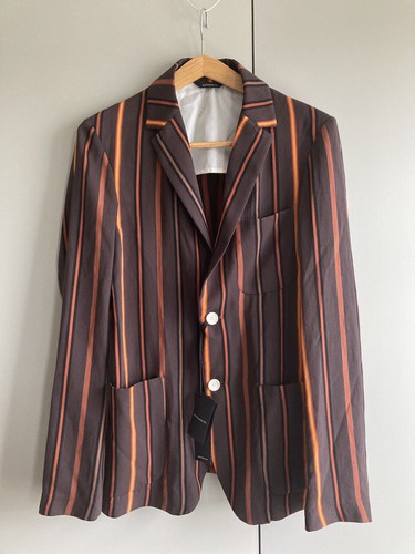 Gazzarrini. Brown striped blazer. Slim fit. Made in Italy. UK 36 (eur 46). BNWT.
