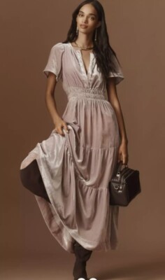 NWT Anthropologie The Somerset Maxi Dress Velvet Edition Sz XL Lavender #8E505