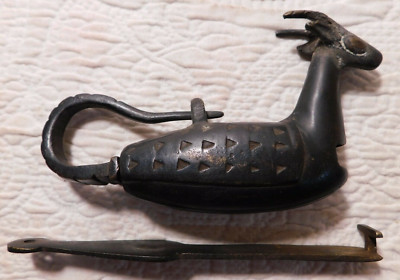 Antique Bronze Door/Cabinet Lock padlock 3pc DEER Antelope Goat Ibex  7.5''