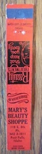 MARY'S BEAUTY SHOPPE (POST FALLS, IDAHO) 10 STRIKE MATCHBOOK MATCHCOVER -F28