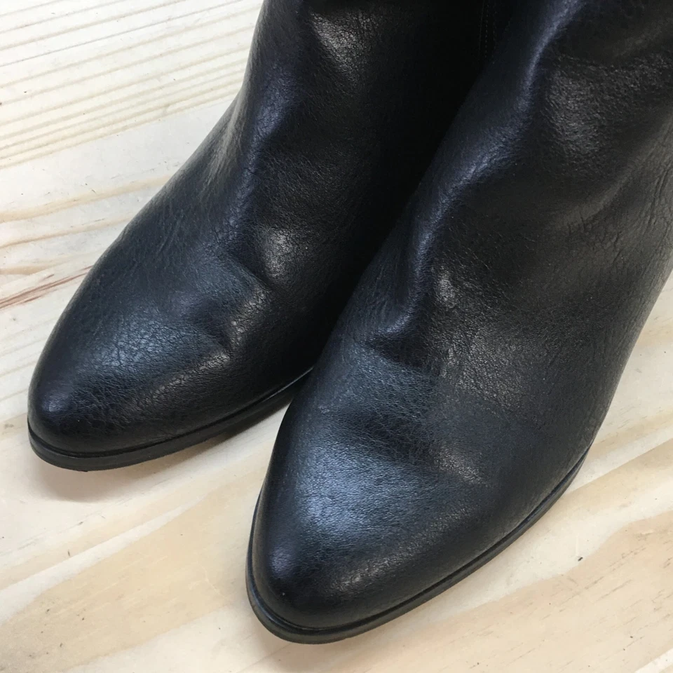 Botas Aldo Mujer 8 Botines Tacones Bloque Informales Cuero Negro Cremallera Lateral Foto 4 de 4