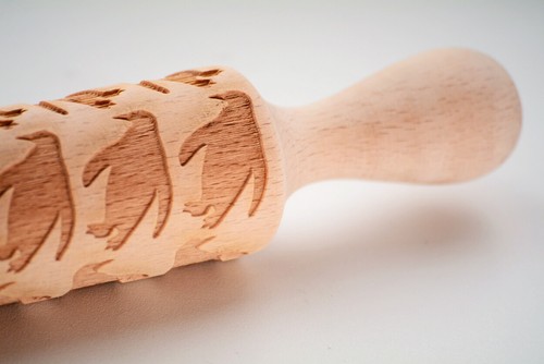 Engraved rolling pin wooden ANY PATTERN cat heart horse laser cut embossing pin - Picture 11 of 33