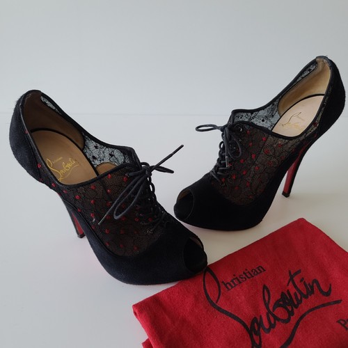 Christian Louboutin Black Suede Mesh 