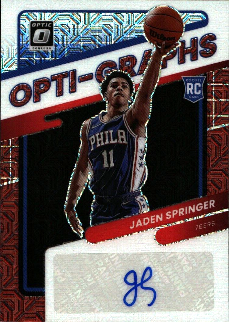 2021 Panini Donruss Optic Jaden Springer Opti-Graphs Choice Prizm Rookie Autograph Card RC