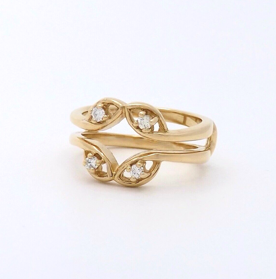 14k Gold Natural Diamond Engagement Ring Enhancer Insert Wedding Band ...