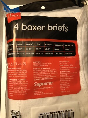 Supreme Hanes Boxer Briefs (4 Pack) 白 M Supreme Hanes Boxer Briefs (4 Pack) White Men's - US