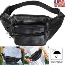 Real Genuine Leather Waist Fanny Pack Belt Bag Pouch Travel Hip Purse Men Women
