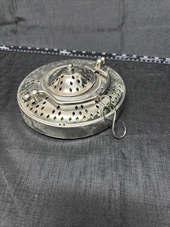 Linterna de vela plegable vintage India de lona verde cobre Concertina D122 Foto 2 de 4