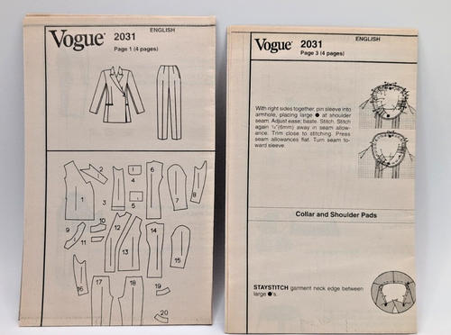 Vogue Women's Sewing Pattern JACKET & PANTS 2031 Calvin Klein 6-8-10 UNCUT - Picture 4 of 6