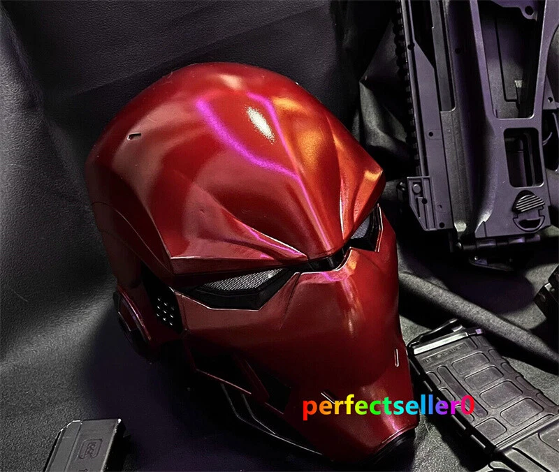 Red Hood Red Helmet 3D Print Led Eyes Pale Rider Cosplay Mask Halloween Collect - Image 3 of 4