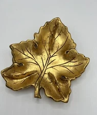 California Originals Vintage Pottery Ashtray Antique Gold Leaf MCM Retro Decor