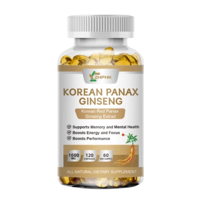 ZHPHK Red Korean Ginseng Capsules 1600mg High Strength Red Panax Extract 120 Softgels