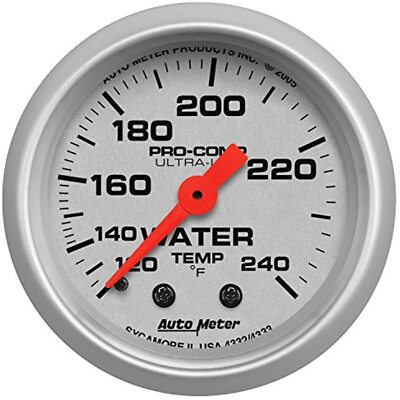 Auto Meter 4332 Ultra-Lite Mechanical Water Temp Gauge 120-240 Deg  2 1/16'' 52mm