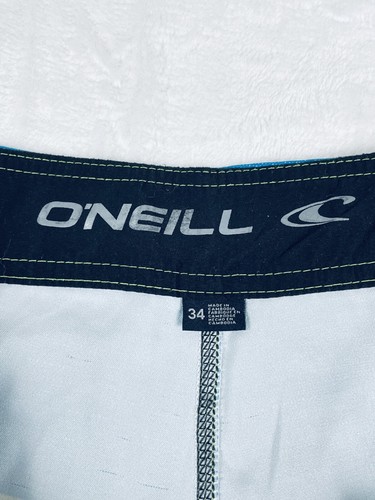 O'Neill Shorts Mens Tagged 34 Waist Green White Blue Elastic Waist Drawstring - Picture 5 of 14