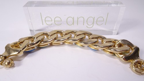 Lee Angel Women's Multi Color Natural Jem Stone Brass Link Bracelet NWT 300 - Picture 11 of 17
