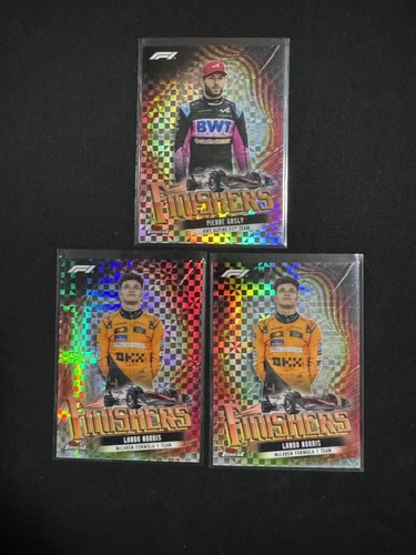 👑2024 TOPPS FINEST FORMULA 1 F1 REFRACTOR CHECKBOARD FINISHERS LOT3 NORRIS