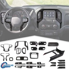 Dark Wood Grain Car Interior Decorative Cover Trim For Chevrolet Silverado 19-21