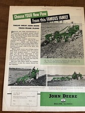 Vintage Print Ad John Deere Tractors Plowing Country Gentleman Magazine 1951