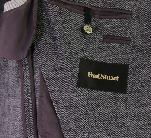Paul Stuart Japan Current Gray Herringbone Tweed 2-Btn Wool Suit 38S - Picture 8 of 10