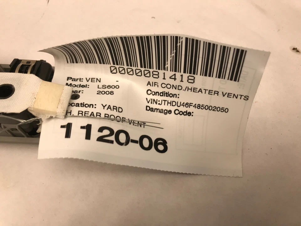 08-12 LEXUS LS600H LS600HL TECHO INTERIOR TRASERO AIRE ACONDICIONADO CALEFACCIÓN VENTILACIÓN OEM Foto 4 de 4