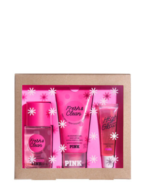 Victoria's Secret Pink Fresh & Clean Geschenkset Body Mist Bodylotion Lippenöl