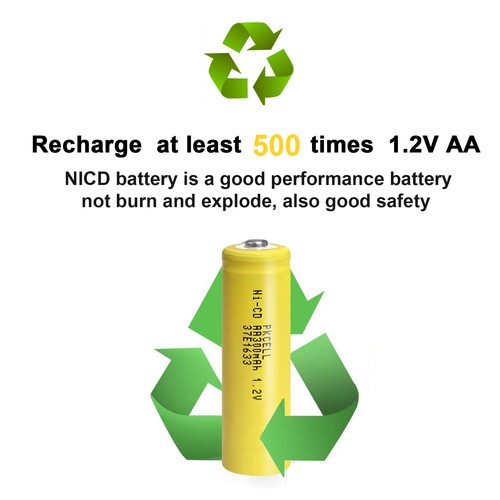 6 PCS PKCELL AA 300mAh Ni-Cd 1.2V Rechargeable Batteries for Solar lights RC US - Picture 4 of 6