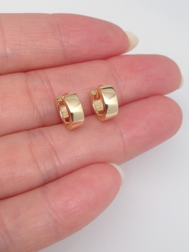 925 Sterling Silver Tiny Small Huggie Hoop Earrings Plain 9mm/6.6 x3mm Men Women - Picture 6 of 29
