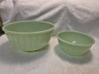 Vintage Fire King Jadeite Swirl Mixing Bowl Set 2 Oven Ware USA Green 6" & 8"