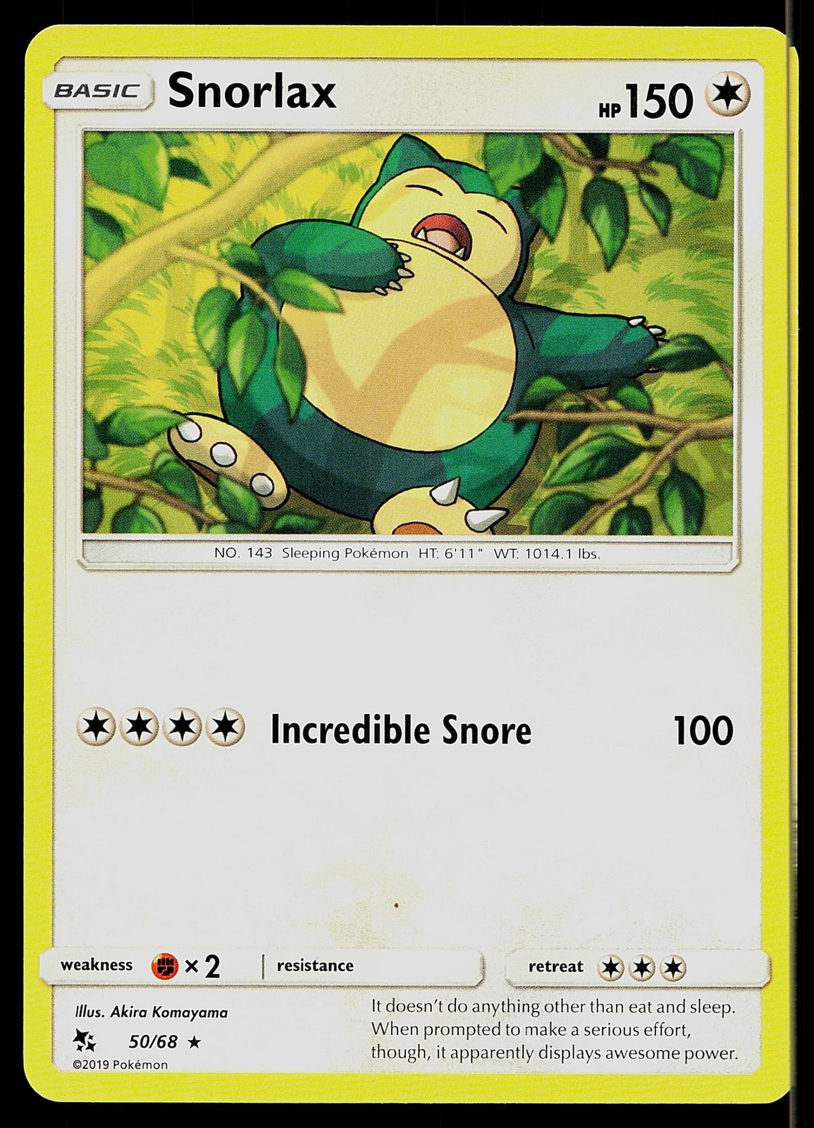 Pokemon Card Hidden Fates Snorlax 50/68 Rare