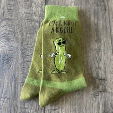 Green pickle   I  m kind of a big dill  green crew socks unisex one size fits
