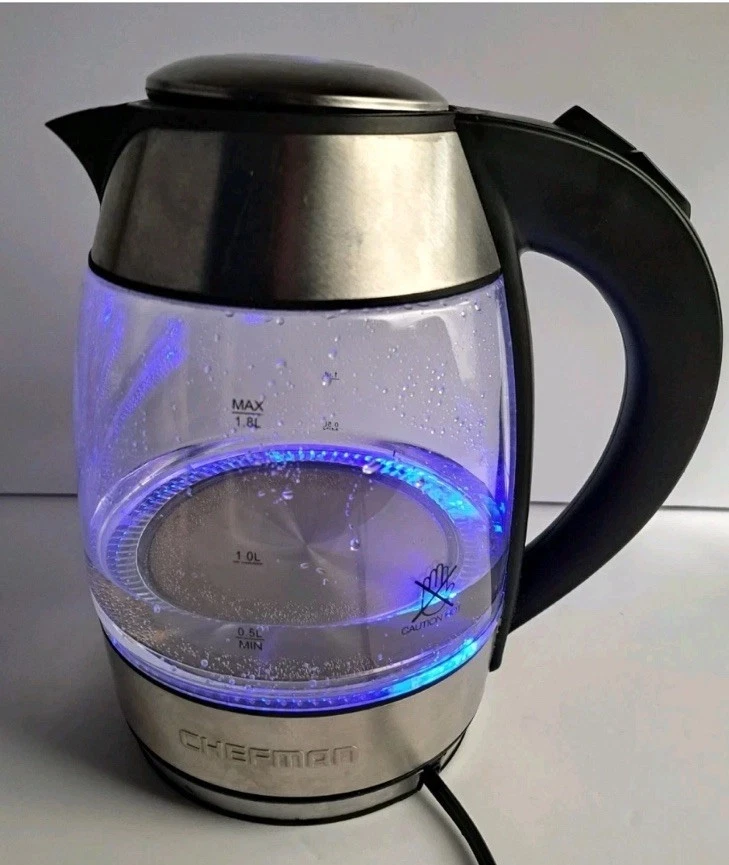 Chefman RJ11-17-TI 1.8L Electric Glass Tea Boiling Kettle Tested and Working