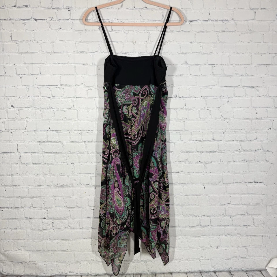 VTG Y2K Dress Milkmaid Babydoll Medium Beaded Asymmetrical Fairy Whimsigoth - Image 3 of 4