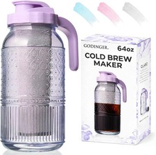 Cold Brew Coffee Maker 64 oz &ndash; Airtight Glass Mason Jar Pitcher Brewer