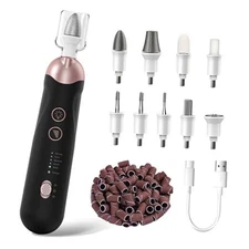Professional Manicure Pedicure Kit, Cordless Electric Nail File Set, Black