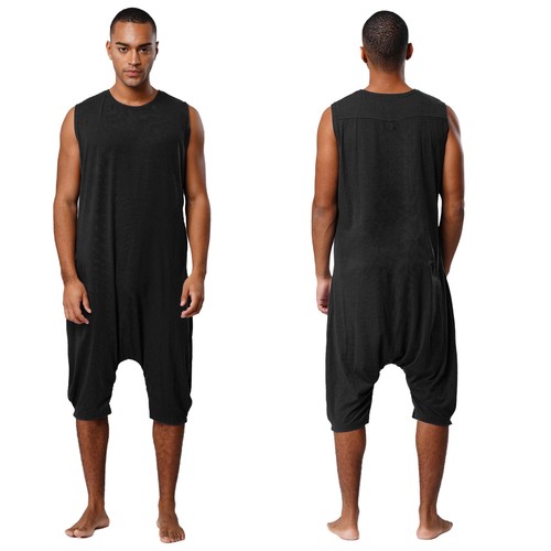 Mens Jumpsuit Leisure Leotard Undershirt Pajamas Gown Sleepwear Nightgown Adult - Picture 88 of 120