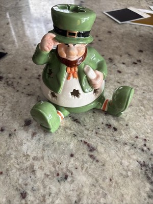 RUSS BERRIE SHADES OF GREEN LEPRECHAUN VOTIVE CANDLE HOLDER