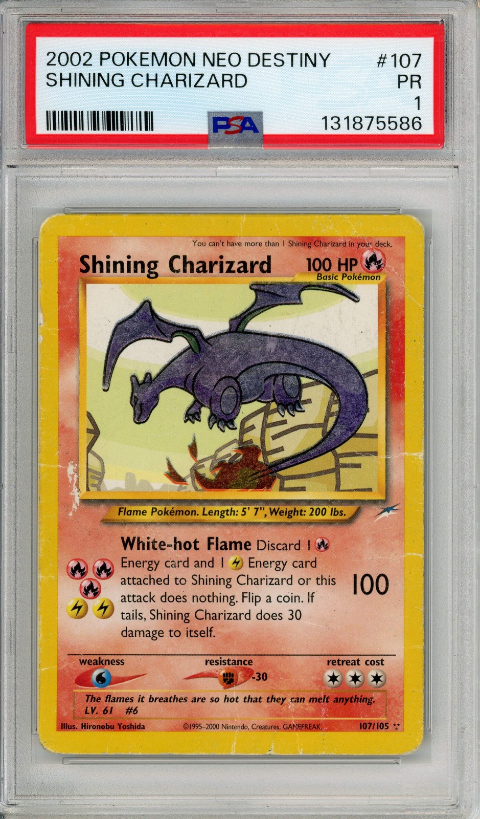 Pokemon Graded: Shining Charizard 107/105 Neo Destiny (2002) PSA 1
