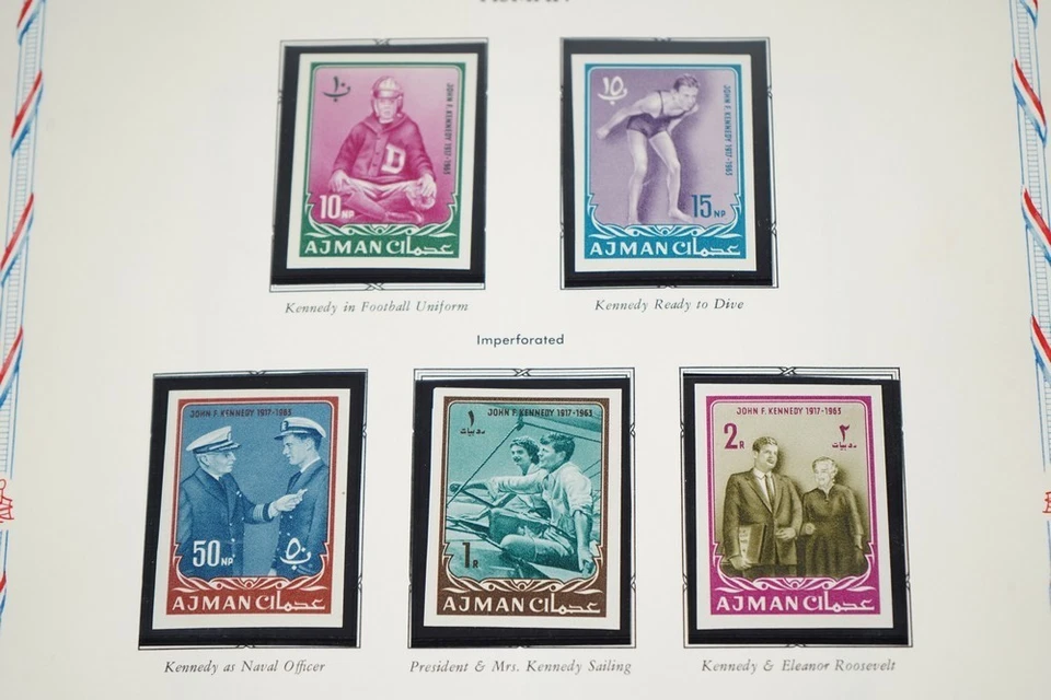 COLECCIÓN AJMAN JOHN F. KENNEDY DE 140 SELLOS, 60 HOJAS Y 1 FOLLETO EN ÁLBUM Foto 4 de 4