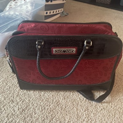 Brighton Vintage Red & Black Croc 18  Weekender Overnight Luggage Bag