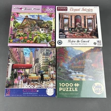 Jigsaw Puzzles 1000 Pc Lot of 4 Cobble Hill Ceaco Eurographics MasterPieces